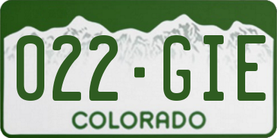 CO license plate 022GIE