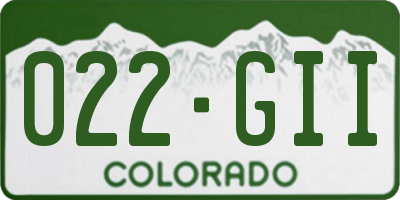 CO license plate 022GII