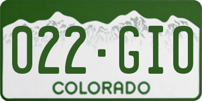CO license plate 022GIO