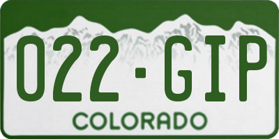 CO license plate 022GIP