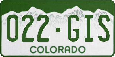 CO license plate 022GIS