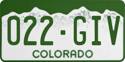 CO license plate 022GIV