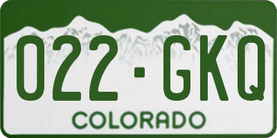 CO license plate 022GKQ