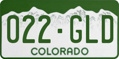 CO license plate 022GLD