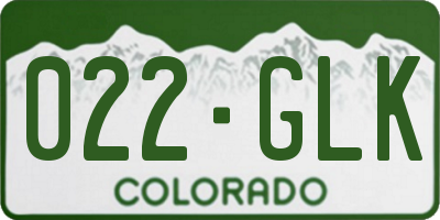 CO license plate 022GLK