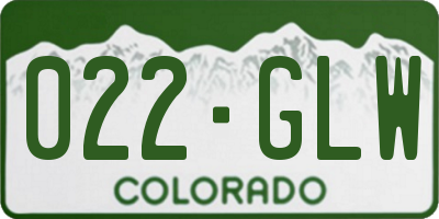 CO license plate 022GLW