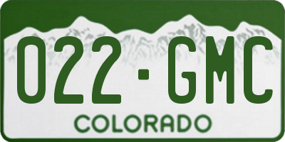CO license plate 022GMC