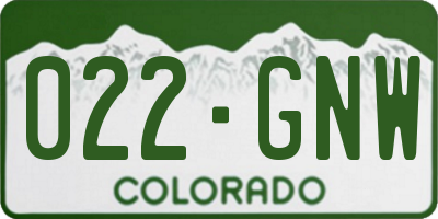 CO license plate 022GNW