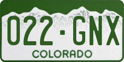 CO license plate 022GNX