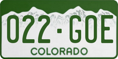 CO license plate 022GOE