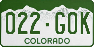 CO license plate 022GOK
