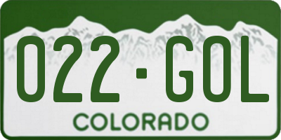 CO license plate 022GOL