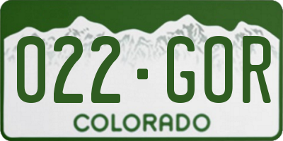 CO license plate 022GOR
