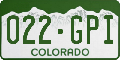 CO license plate 022GPI
