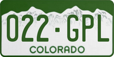 CO license plate 022GPL