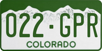 CO license plate 022GPR