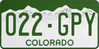 CO license plate 022GPY