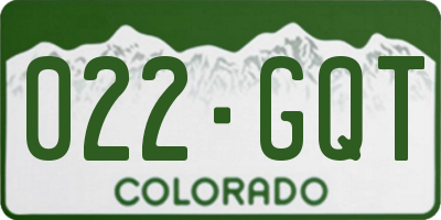 CO license plate 022GQT