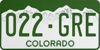 CO license plate 022GRE