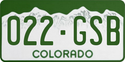 CO license plate 022GSB