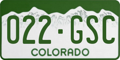 CO license plate 022GSC