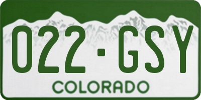 CO license plate 022GSY