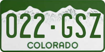CO license plate 022GSZ