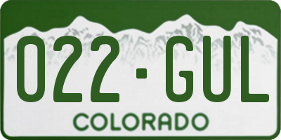 CO license plate 022GUL