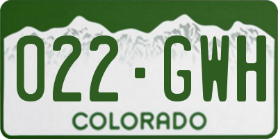 CO license plate 022GWH
