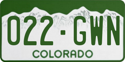 CO license plate 022GWN