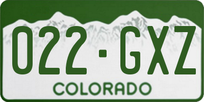 CO license plate 022GXZ