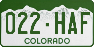 CO license plate 022HAF