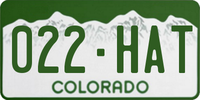 CO license plate 022HAT