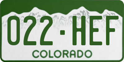 CO license plate 022HEF