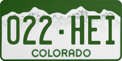 CO license plate 022HEI