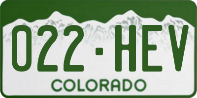 CO license plate 022HEV