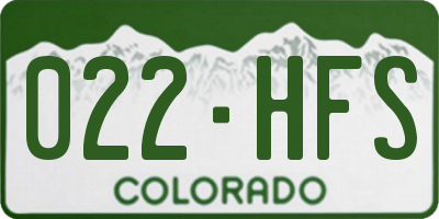CO license plate 022HFS