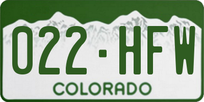 CO license plate 022HFW