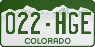 CO license plate 022HGE