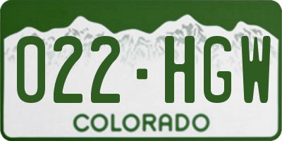 CO license plate 022HGW