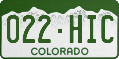 CO license plate 022HIC