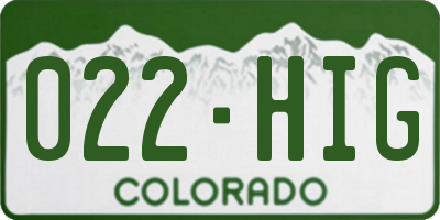 CO license plate 022HIG