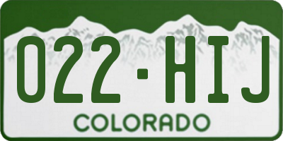 CO license plate 022HIJ