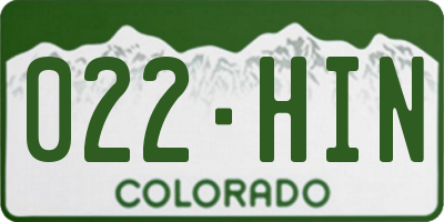 CO license plate 022HIN