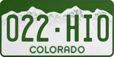 CO license plate 022HIO