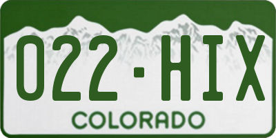 CO license plate 022HIX