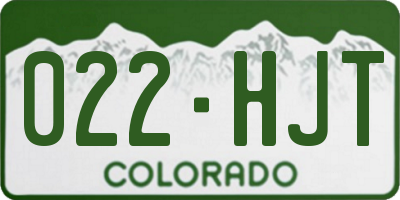 CO license plate 022HJT
