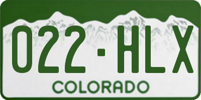 CO license plate 022HLX