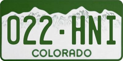 CO license plate 022HNI