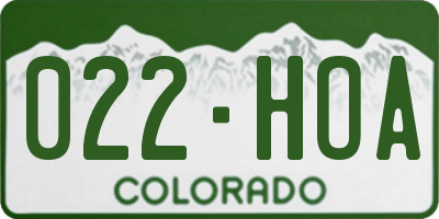 CO license plate 022HOA